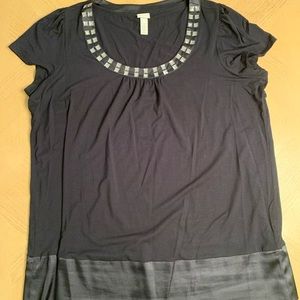 New Lane Bryant Venezia black chiffon embellished dress top, size 22/24
